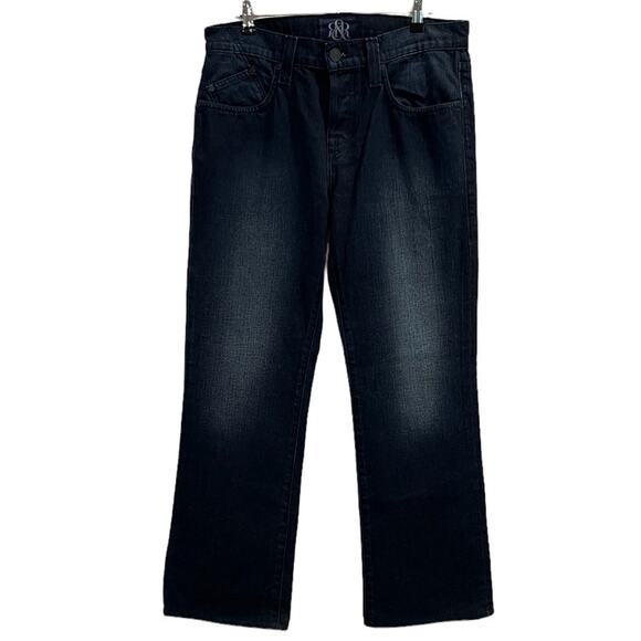 Rock & Republic Henlee Jeans Womens Size 34 Dark Blue Denim Straight Leg Classic - Picture 1 of 10